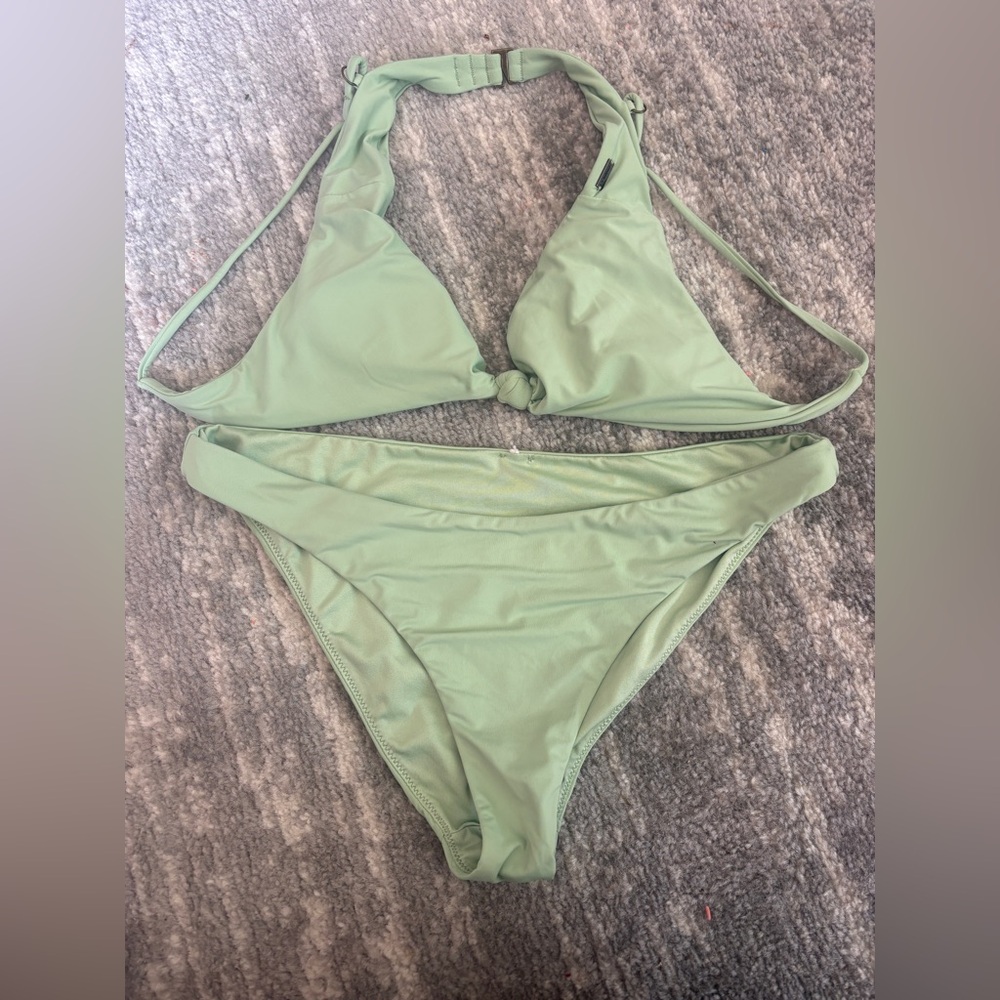 O'Neill Light Sage Green Halter Triangle Bikini Small